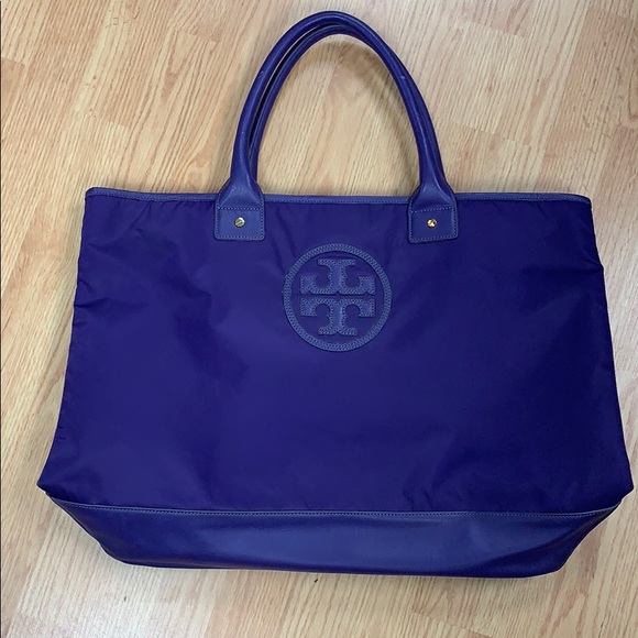 Tory Burch large nylon and leather tote